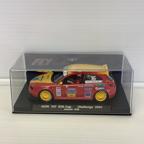 Red Alfa 147 GTA Cup race car model in clear display box for Fly Car 88197