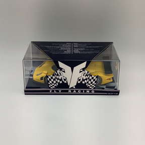 Yellow Porsche 911 GT1 race car model in a clear box for Fly Car RG 0a