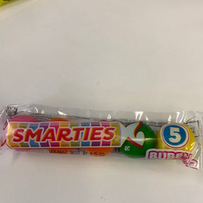 Tube of colorful Smarties gumballs, 5 count, best by 4/5/23 for Nassau Candy 42523