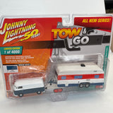 Tow & Go1965 VW Type 2 Transporter l Van w/ Vintage House Trailer | JLTG002WG | Johnny Lightning-Round2 Returns-[variant_title]-ProTinkerToys