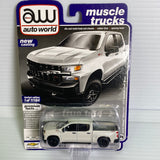 Auto World  Muscle Trucks Premium Version A & B | AW64262 | AW Die Cast-Round2 Returns-AW64262-B-3-2 | 2019 Chevy Silverado Z71 custom tail Boss White| Auto world Die Cast-ProTinkerToys
