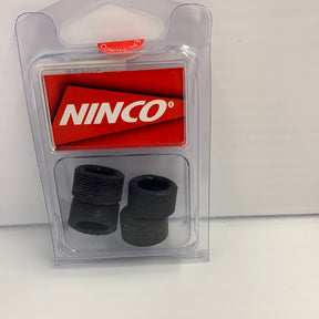 Set of three ribbed, black rubber tires in clear plastic packaging for NINCO 80508