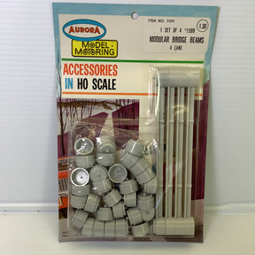 Gray plastic modular bridge beams for model railroad display for Aurora Model Motoring 1599