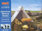 Civil war encampment scene with tents, barrels, and figures for IMEX 519