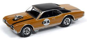 Gold and black die-cast car with "51" decal, street style vehicle for Johnnny Lighting JLSF013