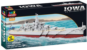 Toy set box showing a model of the Iowa U.S. Battleship BB-61 for Oxford OXF38220