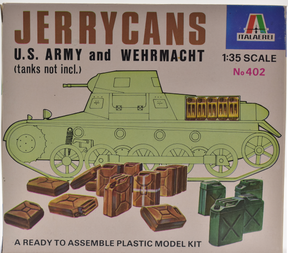 Model kit box art: Jerrycans for U.S. Army and Wehrmacht tanks for Italaerei Models 402
