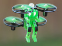 Green quadcopter jetpack drone hovering outdoors for Rage R/C RGR4505