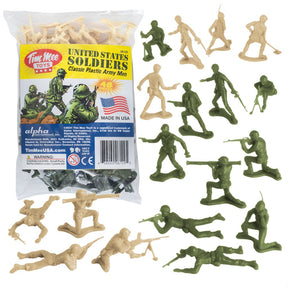 Assortment of green and tan plastic army men figures for Tim Mee 06129