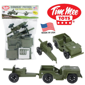 Toy set: Combat patrol and artillery vehicles in olive green for Tim Mee 28351