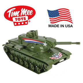 Olive green M60A2 battle tank toy with US markings for Tim Mee 74211