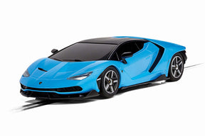 Blue 1/32 scale model car of a Lamborghini Centenario for Scalextric C4312