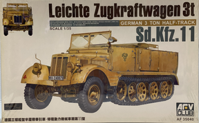 Scale model of German 3 Ton Half Track, Sd.Kfz. 11, in desert tan for AFV Club 35040