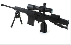 Black assault rifle toy with scope and bipod attachment for Top Gun AUS22707, front view