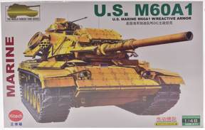 Yellow M60A1 tank model with reactive armor, 1/48 scale, detailed view for Kitech 08M-511