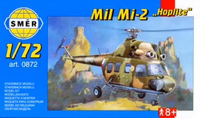 Scale model kit of a Mil Mi-2 Hoplite helicopter in a natural setting for SMER 0872