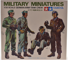 Three German tank crew figures in 1/35 scale, posed together for Tamiya MM119