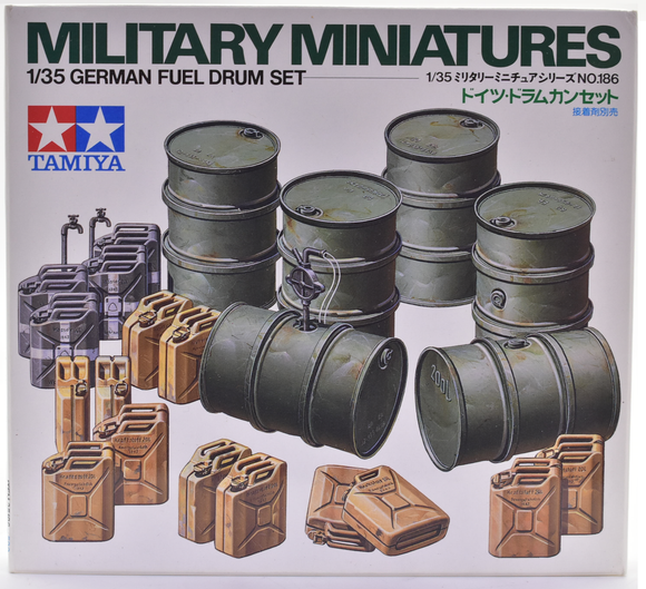 Military Miniatures German Fuel Drum Set 1:35 Scale | 35186 | Tamiya Models