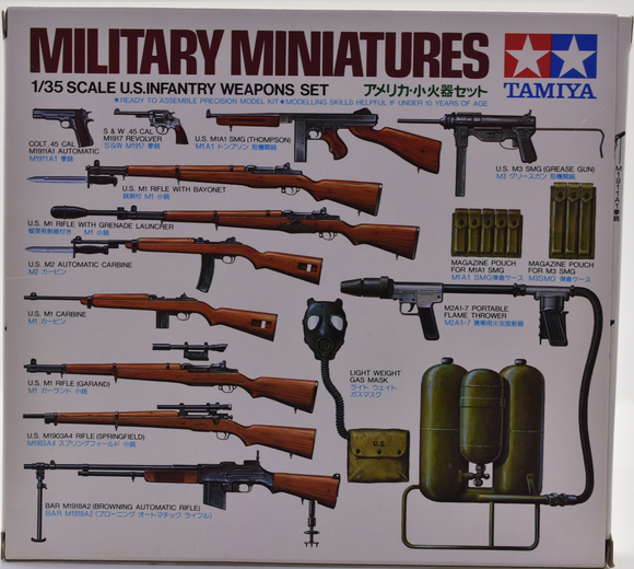 Military Miniatures U.S. Infantry Weapons Set  1:35 Scale | MM221 | Tamiya Models