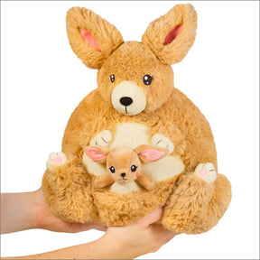 Stuffed bear holding a small, plush baby kangaroo for Squishable SQU-111125