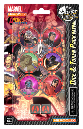 Avengers Forever dice and token pack featuring various Marvel heroes for WizKids WZK84857