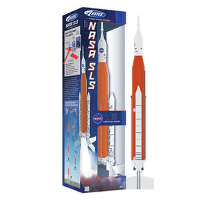 Model rocket kit showing assembled and unassembled parts for a large launch for Estes 2206