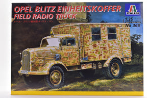 Scale model kit box art: vintage Opel Blitz field radio truck for Italeri 368