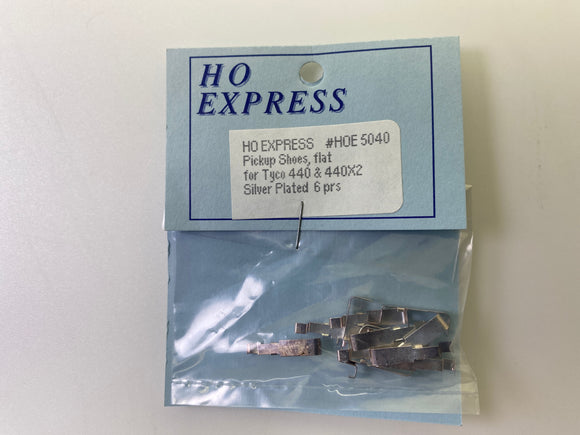 Pickup Shoes, Flat for Tyco 440 &440X2 Silver Plated 6 prs | HOE 5040 | HO Express