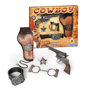 Cowboy Revolver 12 Shot Cap Gun 5pc Playset - Silver | 235/0 |Gonher