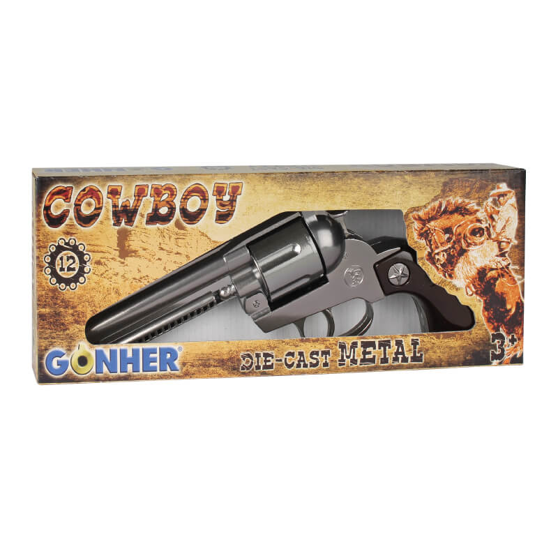 Cowboy Revolver "Colt Peacemaker" 12 Shot Cap Gun - Silver | 121/0 | Gonher