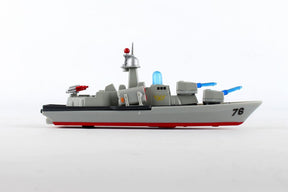 Gray diecast model of a warship with cannons and number 76 for Daron PMT1602