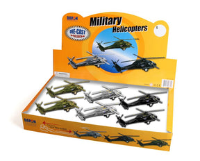 Set of die-cast military helicopters, including a UH60A Blackhawk model for Daron TM9020