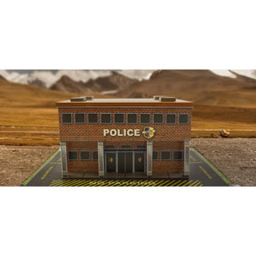 Model kit of a police station building in a desert landscape for Innovative Hobby Supply BK6433
