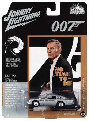 Man in suit with Aston Martin DB5 car model for Johnny Lightning Die Cast JLCP004