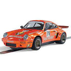 Orange Porsche 911 race car model with racing decals for Scalextric C4211