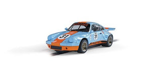 Blue and orange Porsche 911 RSR race car model for Scalextric C4304