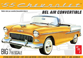 Yellow 1955 Chevy Bel Air convertible model kit, 1/16 scale, assembled for AMT AMT1134
