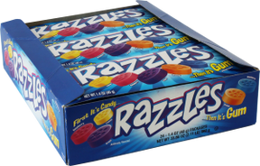 Box of Razzles candy and gum treats for Mountain Sweets