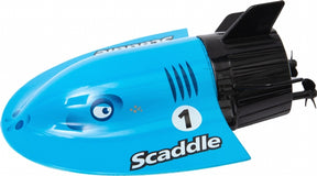 Blue remote-controlled submarine with black motor and number one decal for Invento 500818