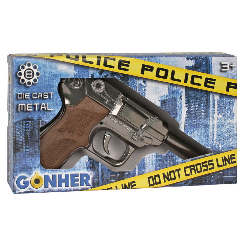 Police Luger Pistol 8-Shot Silver | 124/0 | Gonher – ProTinkerToys.com