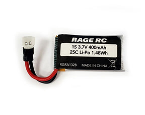 LiPo battery with connector leads, 3.7V, 400mAh, 1.48Wh for Rage R/C RGRA1328