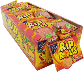 Box of mango chili flavored candy rolls for Nassau Candy 01078