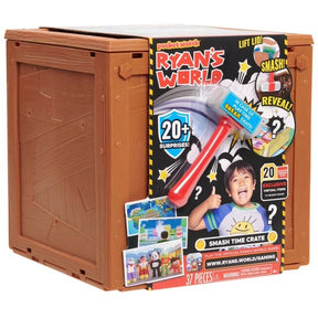 Brown toy crate with mystery surprise game components for Just Play 78756