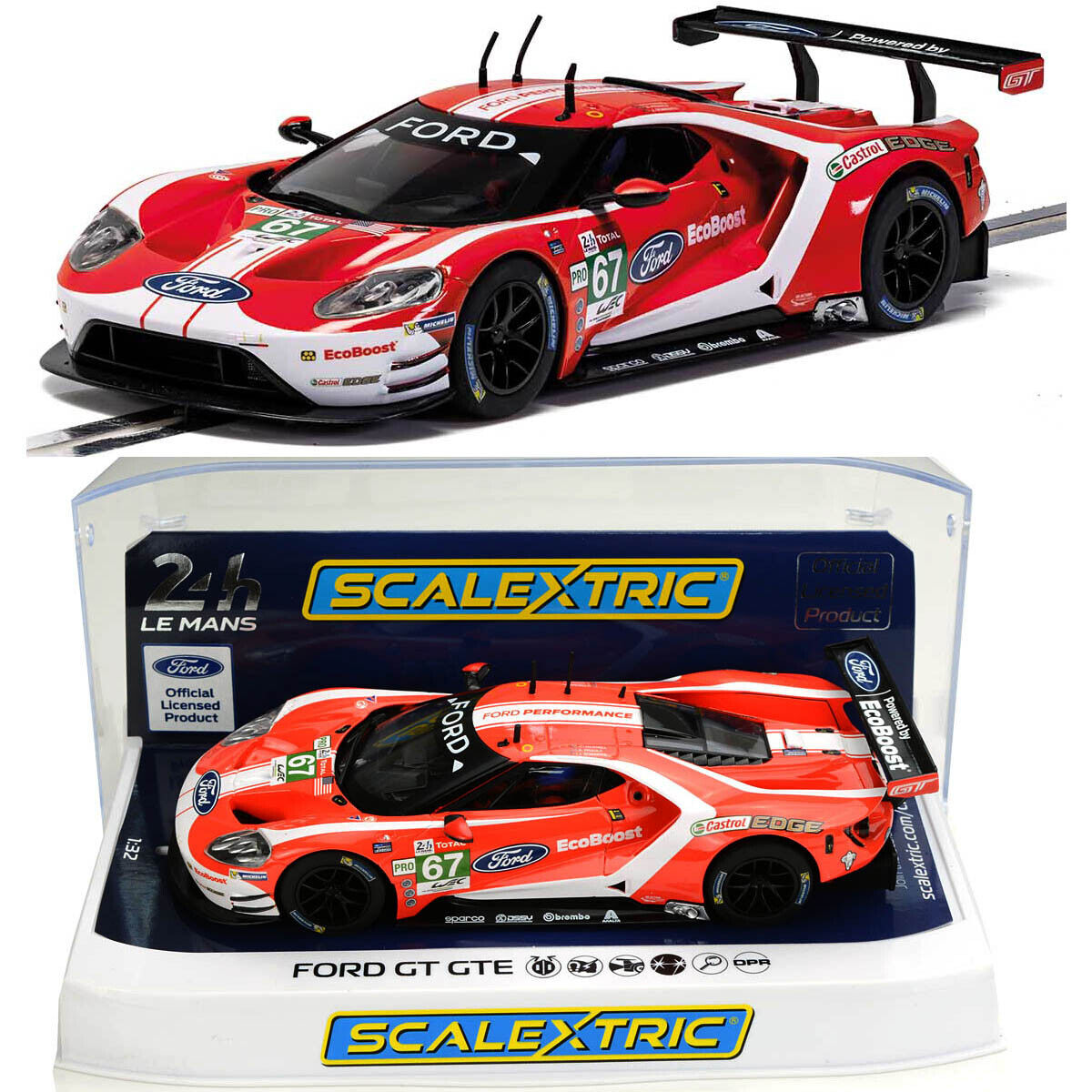 Scalextric Ford GT GTE #67 2019 IMSA DPR W/ Lights - 1/32 Scale Slot Car C4453