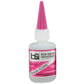 White glue bottle with pink applicator tip for super glue for BSI 111