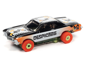 Slot car toy car of the Looney Tunes Thunderjet, black and white design for Auto World SC363