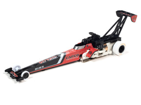 Red dragster toy car with black and red accents, ready for racing for Auto World SC370