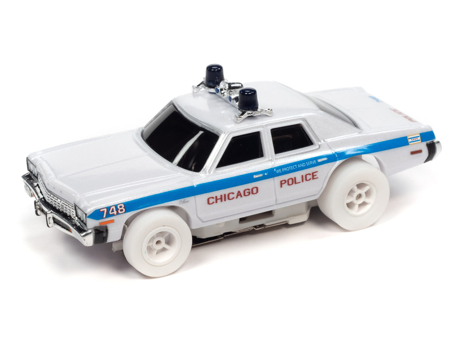 iWheels White Silver Screen Machines - Thunderjet / X-Traction - Release 36 | SC372 |  4 Cars-Auto World-Chicago Police 1974 Dodge Monaco-ProTinkerToys