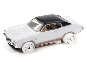 Silver and black slot car, side view for Auto World SC379