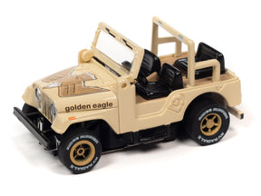 Scale model of a tan "Golden Eagle" off-road vehicle for Auto World SC388